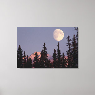 Toile Lever de lune début de l'hiver   Anchorage, Alaska