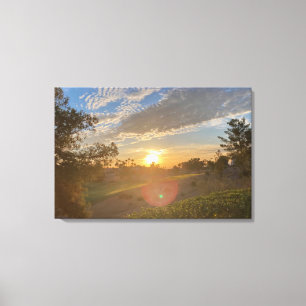 Toile Lever de soleil dans le désert sur le terrain de g