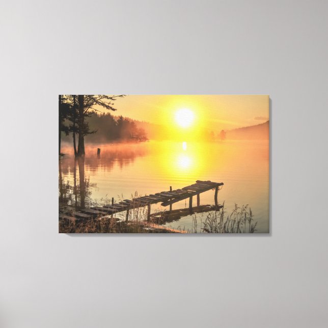 Toile Lever de soleil idyllique | Misty Mountain Lake, B (Recto)