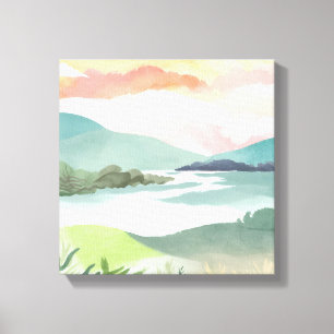 Toile Lever de soleil matinal sur le lac   Nature à l'aq