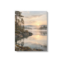 Lever de soleil nordique sur des eaux brumeuses