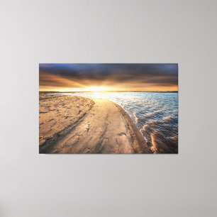 Toile Lever de soleil sur la plage de Burnham Overy Stai