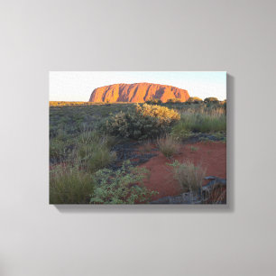 Toile Lever de soleil sur Uluru et flore du désert