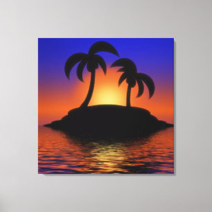 Toile Lever du soleil des palmiers