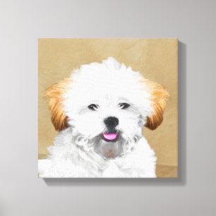 Toile Lhasa Apso Puppy Peinture - Cute Original Chien Ar