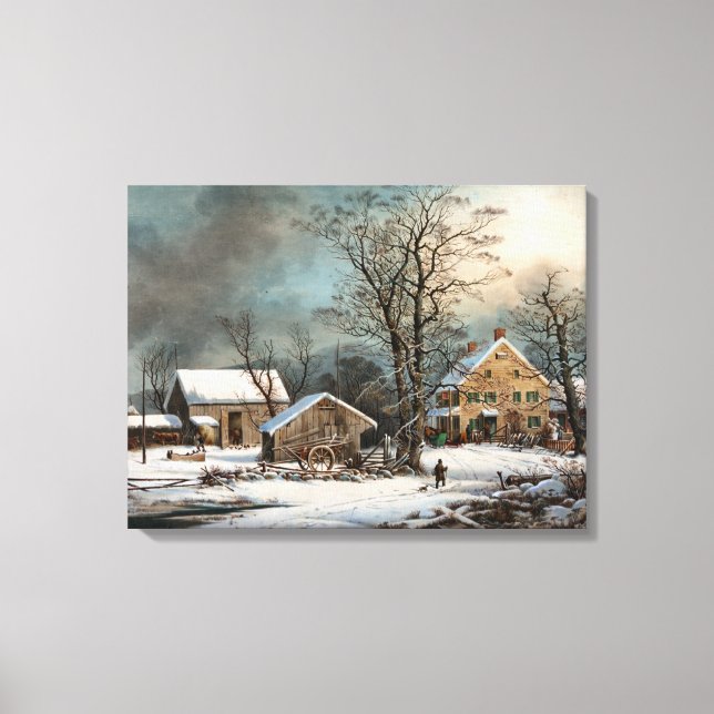 Toile L'hiver à la campagne, Un matin froid (Recto)