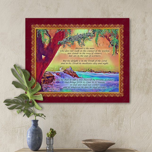 Toile L'Homme Béni est Comme Un Psaume D'Arbre 1 Étendu (Créateur téléchargé)