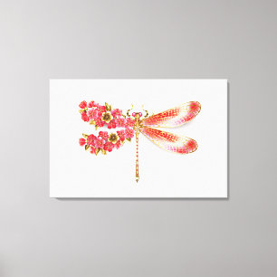 Toile libellule de fleurs avec sakura de bijoux