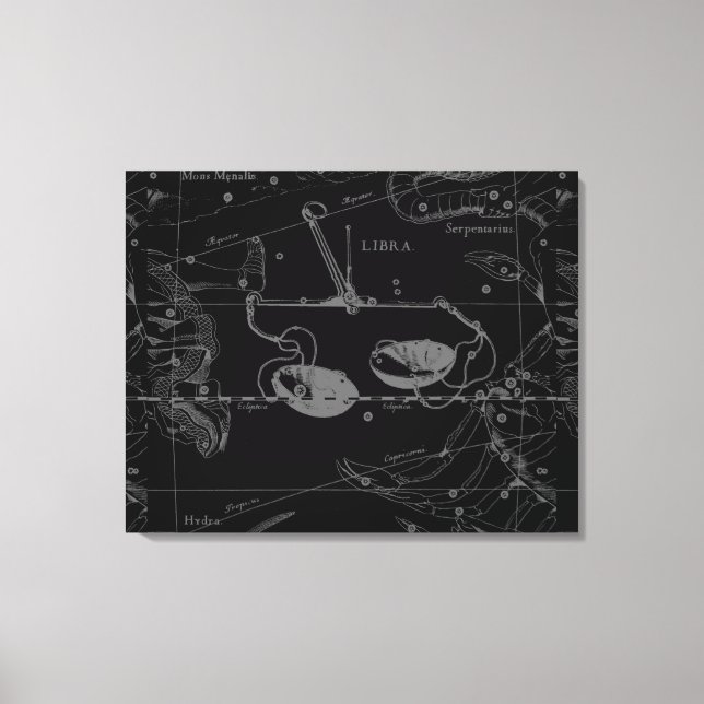 Toile Libra Constellation Map Hevelius 1690 sept oct. (Recto)