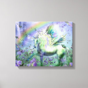 Toile licorne et papillons