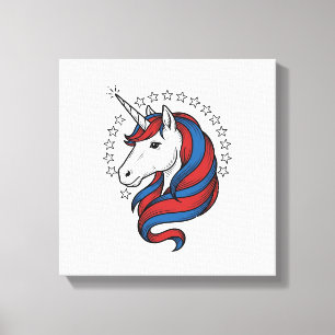 Toile Licorne Patriotique Gravure Vintage Design Vectori