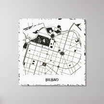 Lienzo mapa minimalista Bilbao - Blanco-Negro