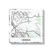 Lienzo mapa minimalista Granada - Color natural