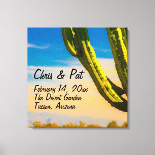 Toile Lieu et date du mariage au cactus saguaro du déser