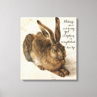 Toile Lièvre de Durer avec citation nature 17 x 19 pouce