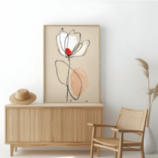 Toile Ligne artistique florale minimaliste Fleur abstrai