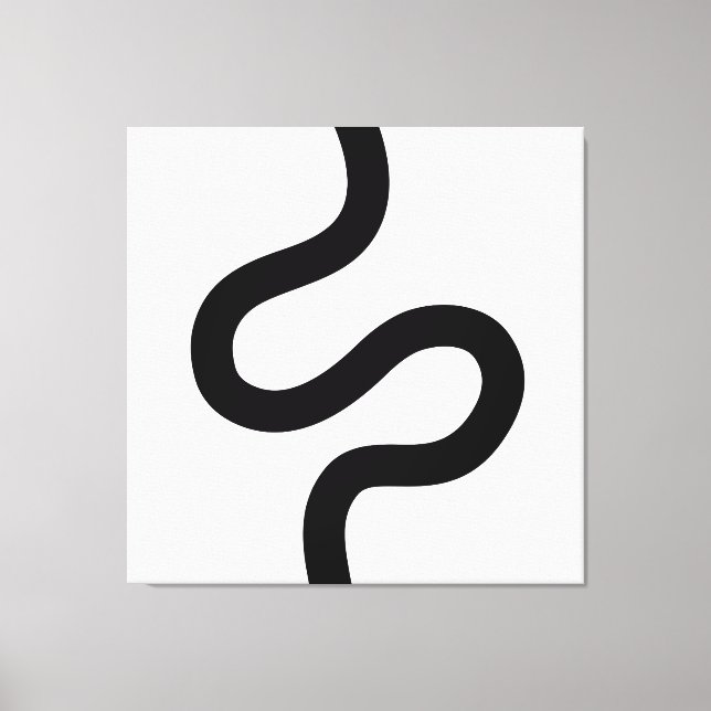 Toile Ligne courbe 02 - Noir sur blanc (Recto)