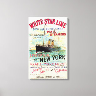TOILE LIGNE D'ÉTOILES BLANCHES OCEAN MAIL STEAMER