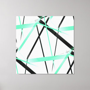 Toile Ligne Moderne Géométrie Cool Blanche Verte Pastel-