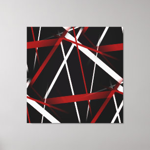 Toile Ligne Moderne Géométrie Urbaine Noir Blanc Rouge