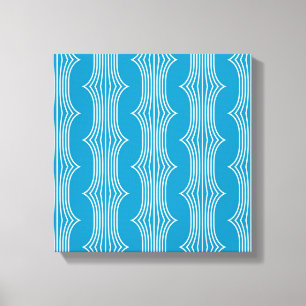 Toile Lignes blanches Abstraites rétro sur Motif bleu