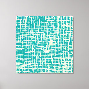 Toile Lignes croisées d'encre - Crème et Aqua
