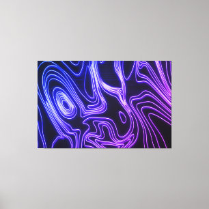 Toile Lignes Cyberpunk bleu et violet Neon Glow