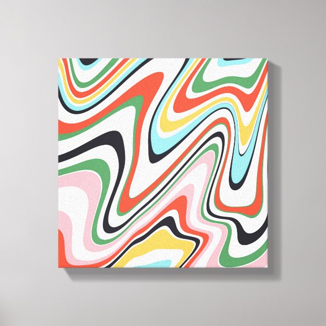 Toile Lignes ondulées colorées rétro Design moderne (Recto)