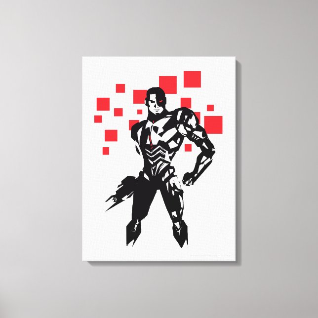 Toile Ligue de Justice | Cyborg Digital Noir Pop Art (Recto)