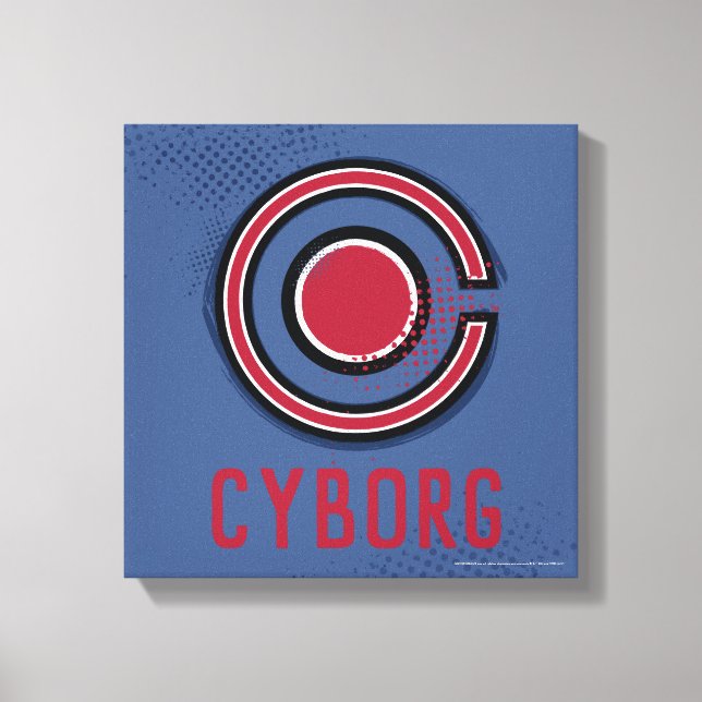 Toile Ligue de Justice | Symbole de cyborg brosse et dem (Recto)