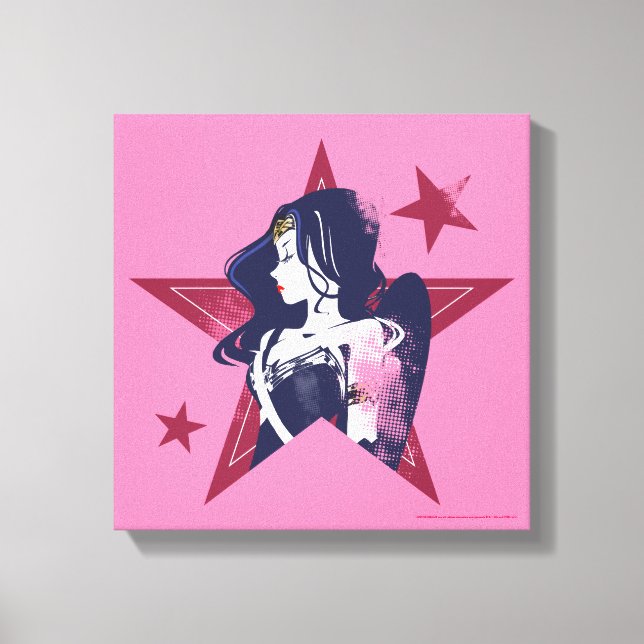 Toile Ligue de Justice | Wonder Woman & Stars Pop Art (Recto)