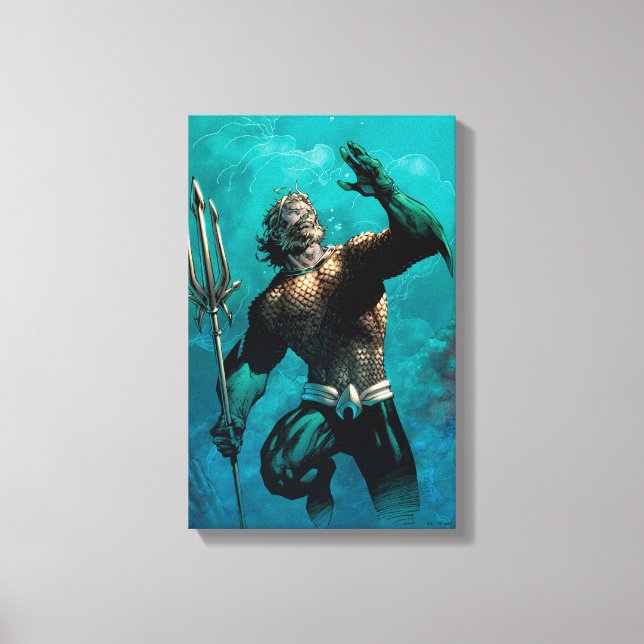 Toile Ligue Justice #10 Aquaman Noyé Variant de Terre (Recto)