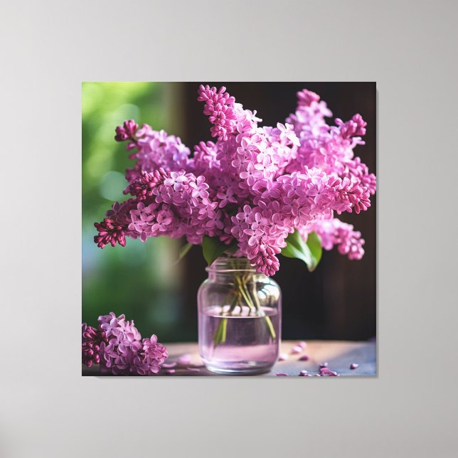 Toile Lilacs dans un vase de verre avec profondeur de ch (Recto)