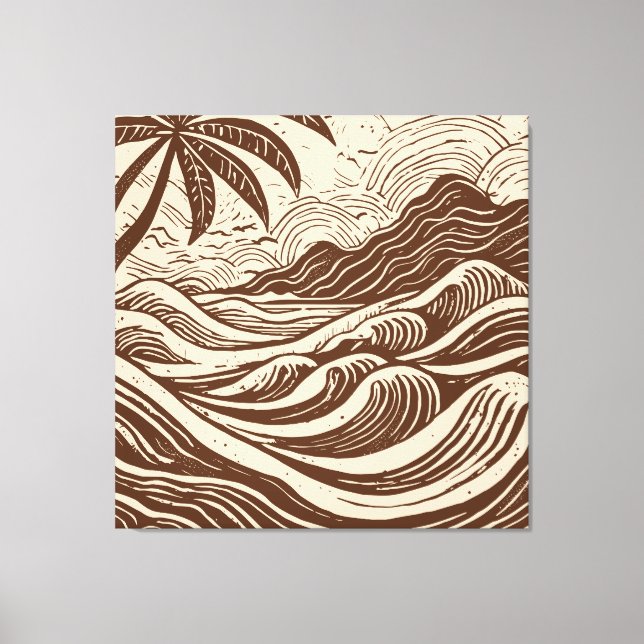 Toile L'île tropicale sur le bois de mer imprimé (Recto)