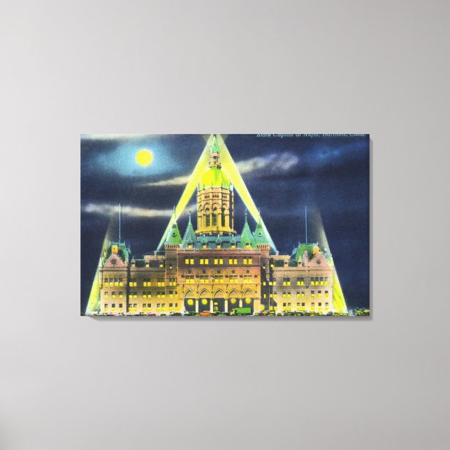 Toile L'immeuble du Capitole de l'État la nuit (Recto)