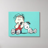 Linus consolé avec l'oreille de Snoopy