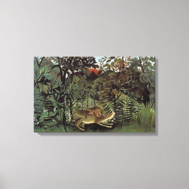 Toile Lion affamé par Henri Rousseau, animal sauvage Vin (Recto)