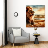 Lion aquarelle sur la savane
