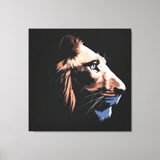 Toile Lion avec Arrière - plan noir | HD