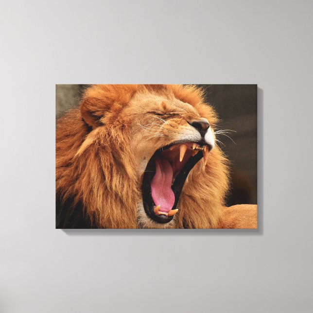 Toile Lion Avec Bouche Ouverte (Recto)