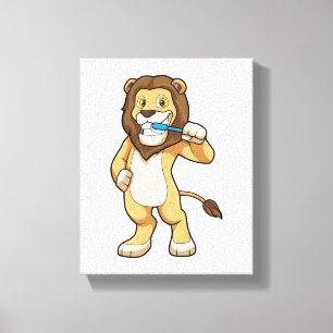 Toile Lion avec brosse à dents