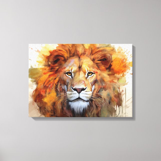 Toile Lion d'aquarelle Majestic (Recto)