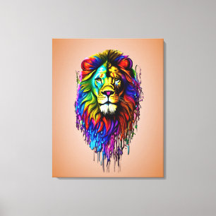Toile Lion de séchage de peinture coloré
