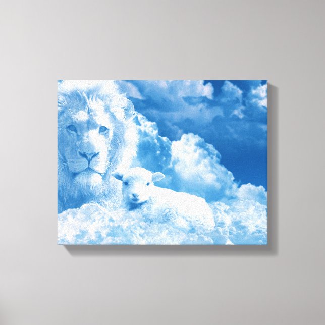 Toile Lion et agneau dans les nuages (Recto)