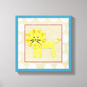 Toile Lion jaune avec Pois blancs