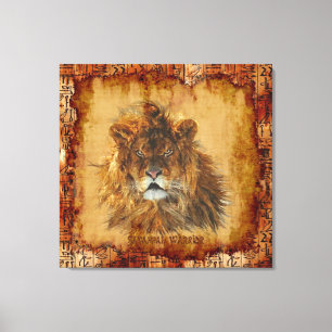 Toile Lion King of the Jungle Egyptian Grunge Art Canvas