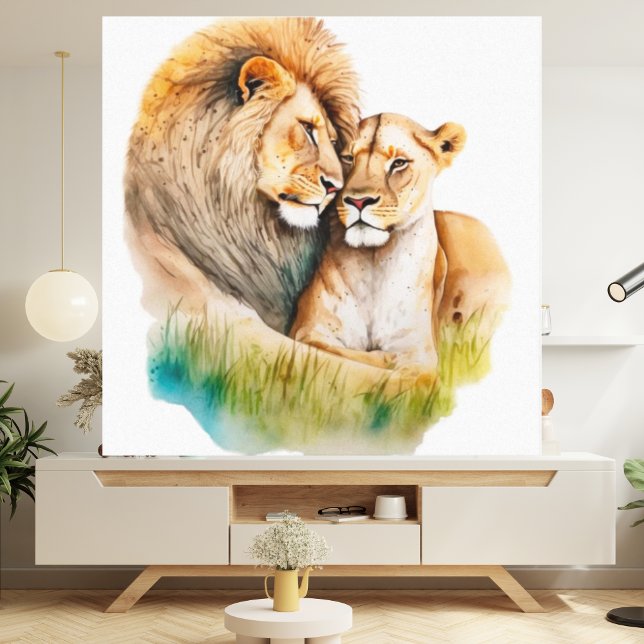 Toile Lion mâle et femelle en amour Photo pour les amour (Créateur téléchargé)