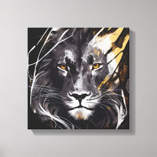 Toile Lion Portrait Animal Peinture Faune Aventure