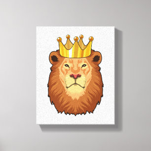 Toile Lion roi avec couronne