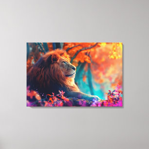 Toile Lion royal dans la conception forestière enchantée